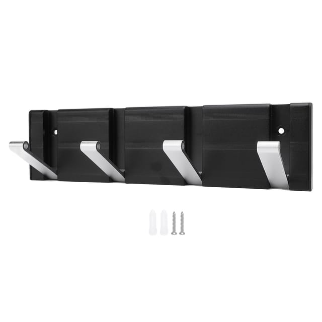 Schwarzer, Klappbarer Wandhaken Aus Aluminiumlegierung, Platzsparend, Zur Schraubmontage, Für Wohnmobile, Yachten, Boote, Kleiderschränke, Hüte, Schals, Schlüssel, Geldbörsen Und Taschen