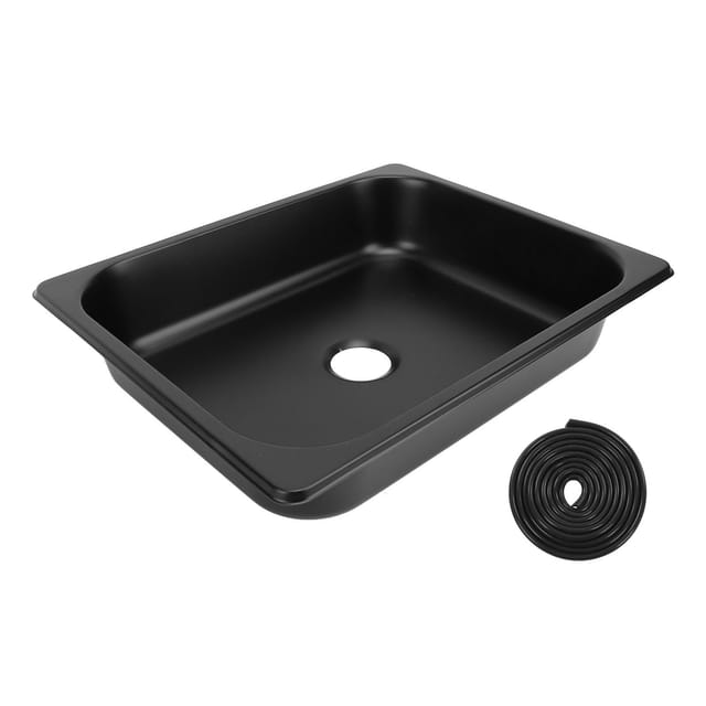 Spülbecken Aus Edelstahl 304 (325 X 265 X 65 Mm) Mit Effizientem Ablaufsystem Und 40-mm-ablauf, Geeignet Für Küchen, Badezimmer, Wohnwagen, Wohnmobile Oder Boote. Schwarze Kunststoffbeschichtung.