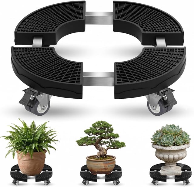 Verstellbarer Pflanzenständer Mit Rollen (ø 38–59 Cm), Geeignet Für Den Außenbereich, Mit Einer Tragkraft Von 200 Kg, Wasserfest Und Sonnenbeständig, Mit 360° Drehbaren Rollen Für Den Garten.