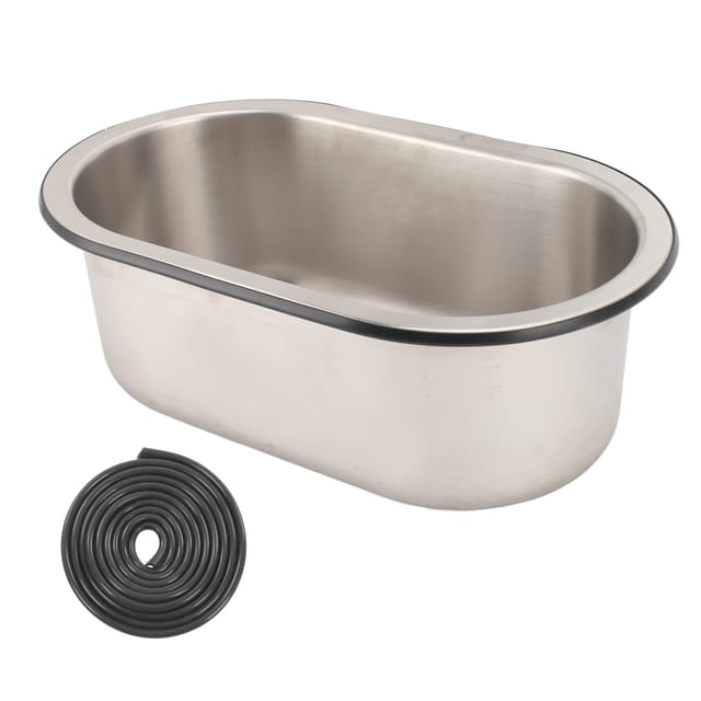 Ovales Spülbecken Aus Edelstahl 304 Mit 40-mm-abflussgarnitur Für Boote, Wohnwagen Und Wohnmobile, 34,5 X 20,3 X 13,2 Cm
