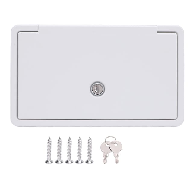 Werkzeugkasten Für Die Gepäckraumtür Von Wohnmobilen, 26,7 X 15,5 Cm, Mit Bodendeckel Und Sicherheitsschloss. Zugangstür Zum Gepäckraum Von Wohnwagen, Wohnmobilen Oder Freizeitfahrzeugen.