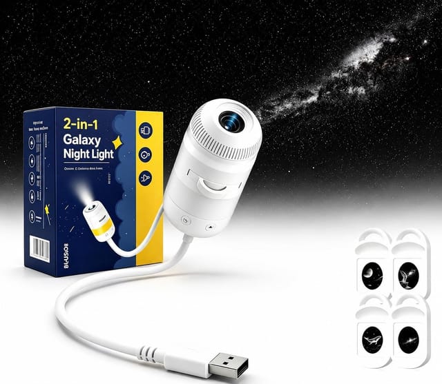 2-in-1 Usb-sternenhimmel-galaxie-projektor, Dimmbares Nachtlicht, 360°-drehung [energieklasse A]