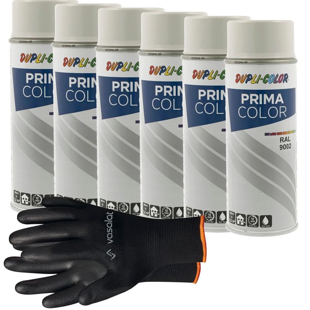 Vasalat Dupli-color Lackspray Grauweiß Glänzend Ral 9002 - Sprühlack Für Metall, Kunststoff Und Holz - Wetterfeste Sprühfarbe Für Den Innen- Und Außenbereich Uv -beständig, 6 Stück