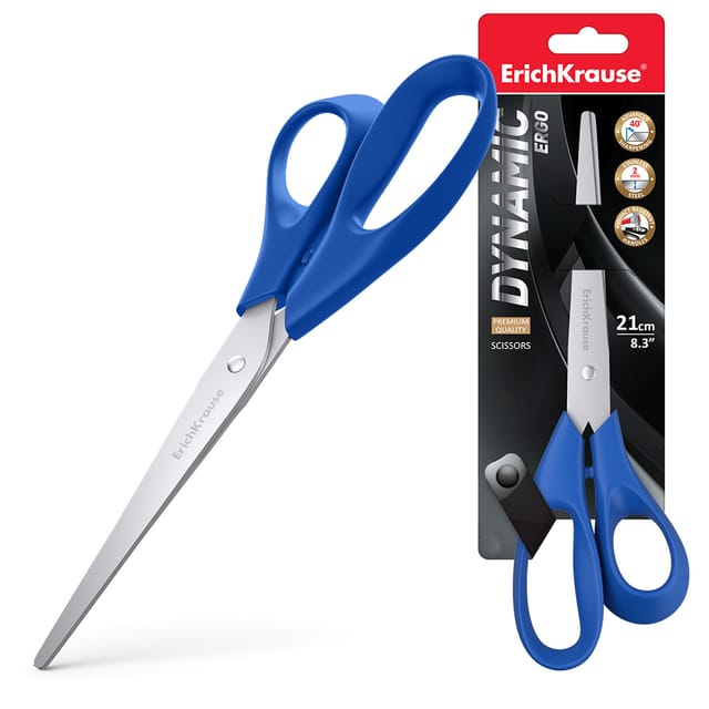 Schere Der Marke Erichkrause, Modell Dynamic – Klingen Aus Edelstahl – Fortschrittlicher Doppelschliff –– Korrosionsbeständig – Ergonomische Griffe – Verschiedene Farben