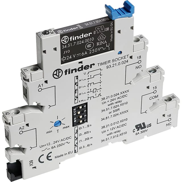 Finder - 38.21.0.012.0060 38.21.0.012.0060 Zeitrelais 12 V Dc/ac 1 St. Zeitbereich: 0.1 - 21600 S 1 W
