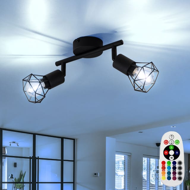 Decken Lampe Dimmbar Käfig Spots Beweglich Fernbedienung Leuchte Im Set Inkl. Rgb Led Leuchtmittel