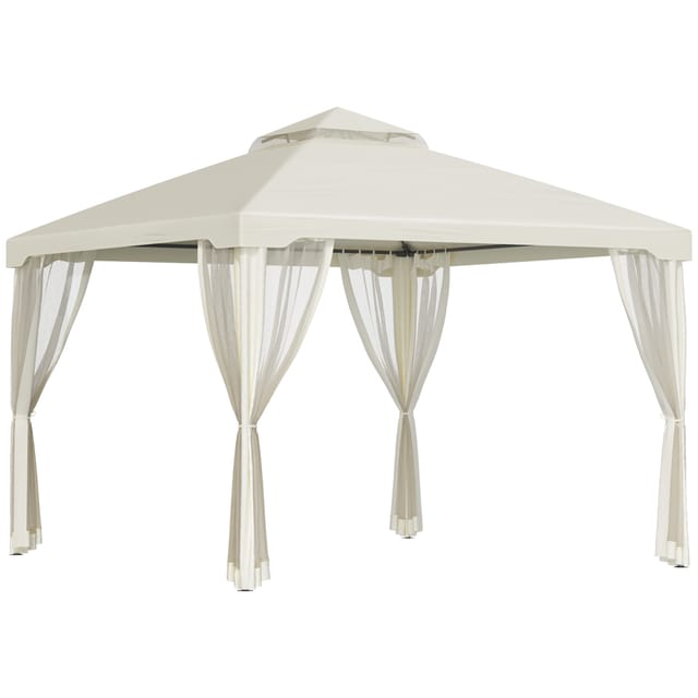 Pavillon, Doppeltes Dach, Mit Moskitonetz, 294 X 294 X 265 Cm, Cremeweiß