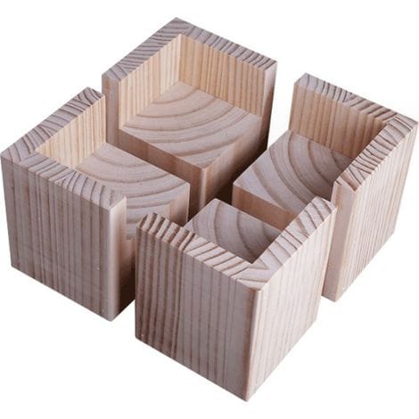 Linghhang – 4er-set Bettfüße Aus Holz – Höhe 10 Cm – Für Schwere Möbel – Einfache Montage Für Ergonomisches Reinigen