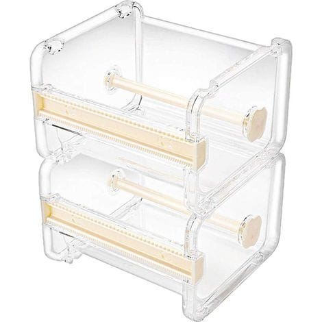 Molshine Transparenter Tisch-aufbewahrungsspender (2er-pack) Für Washi-mehrzweck-tape, Mit Tapeschneider Und Rollenhalter (tape Nicht Enthalten) (beige)