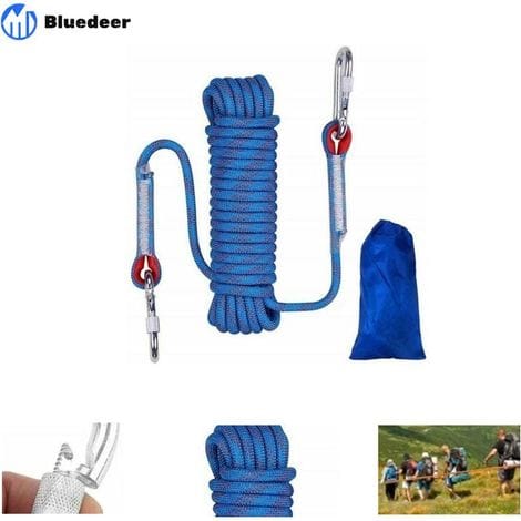 Bluedeer – 20 M Statisches Kletterseil – 12 Mm Hochfestes Nylon – 2100 Kg Zugfestigkeit – Für Rettungseinsätze Und Canyoning