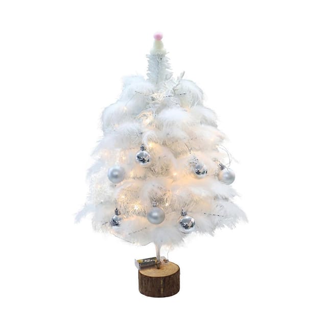 Charm Mini-weihnachtsbäume Mit Federn Und Lichterkette Schaffen Im Handumdrehen Festliche Atmosphäre Und Eignen Sich Ideal Als Tisch- Oder Regaldekoration. Weiß