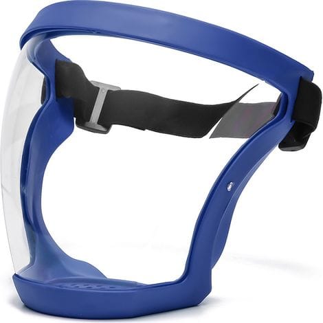 Vollgesichtsmaske, 1 Stück – Blau, Mit Rahmen, Beschlagfrei, Staubabweisend, Ultraklar, Hygienisch, Tröpfchenabweisend, Schutzbrille