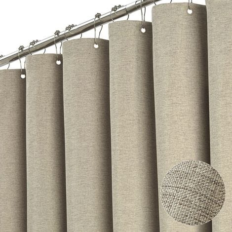 Stoffduschvorhang Mit 12 Metallhaken, Kleiner, Neutraler Und Wasserdichter Duschvorhang Für Badezimmer, 180 X 200 Cm, Braun