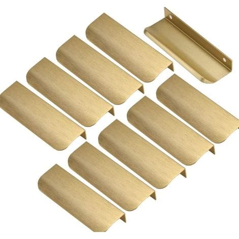 Linghhang – Set Mit 10 Unsichtbaren, Goldenen Möbelgriffen – 96 Mm Lochabstand – Aluminiumlegierung – Für Schränke Und Schubladen – 10 Stück