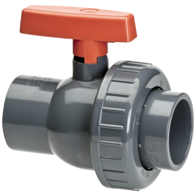 Kugelhahn Dn 32 Fi 40 Mm Pvc-u 16 Bar Für Durchfluss Zur Tropfleitung