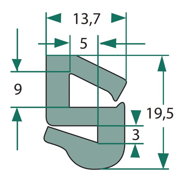 Gummiprofil-fensterdichtung 13 X 19 Mm S-form