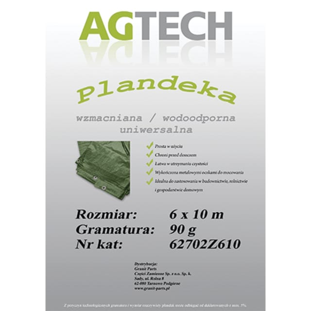 Verstärkte, Wasserdichte Plane, Grün, 6 X 10 M, Flächengewicht 90 G/m² Pl90610