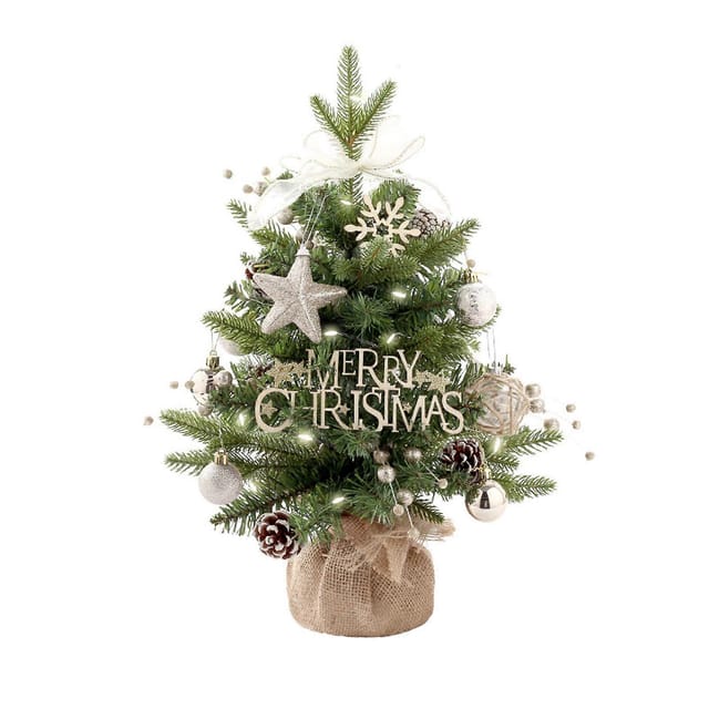 Mini-kunstweihnachtsbaum Mit Schmuck, Drehbarer Spieluhr, Kiefernzweig, Tischdekoration Für Den Weihnachtseinkauf