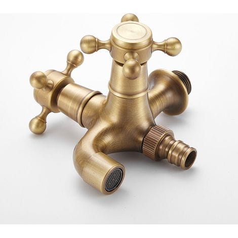 Maniglia Per Rubinetto In Ottone Antico Multifunzionale Per Lavanderia, Bagno, Lavatrice, Rubinetto Da Giardino, Rubinetto Lungo A Doppia Testa, Rubinetto Freddo