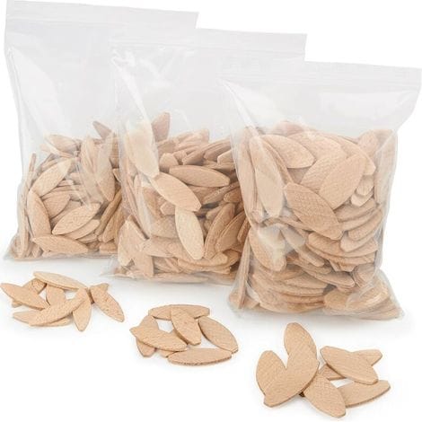 Flache Buchenholzdübel – Packung Mit 300 Stück – Abmessungen 56x23x4mm, 53x19x4mm, 47x15x4mm – Für Hartholzverbindungen