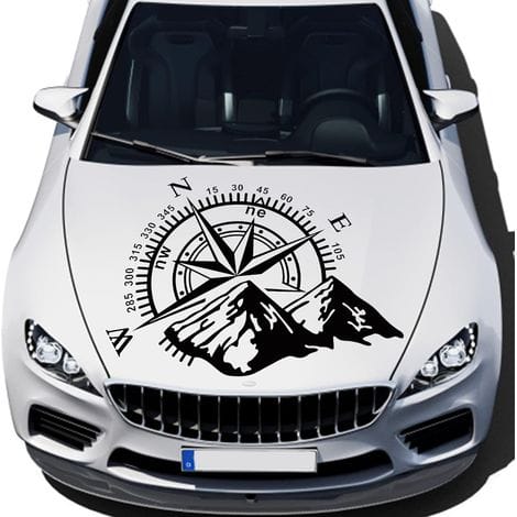 Kompass Mit Bergmotiv, Jeep-aufkleber, Autoaufkleber, Wasserfester Vinyl-aufkleber Für Motorhaube/fenster/karosserieseite (60x50cm)