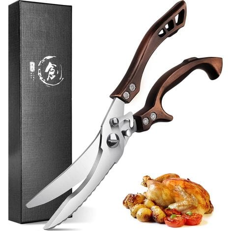 Professionelle Küchenschere Aus Edelstahl – Gezahnte Klinge Für Fleisch Und Knochen – Integrierte Feder – Geschenkverpackung