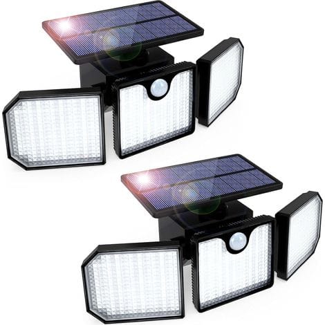 [french Days] 2er-pack Solar-außenleuchten, Golwof 230led-solar-außenleuchte Mit Bewegungsmelder, 270°-beleuchtung Von Drei Seiten, Ip65 Wasserdichte Solar-wandleuchte
