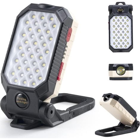 [french Days] Wiederaufladbare Led-arbeitsleuchte Mit 1000 Lumen, 170° Verstellbarem Halterungshaken, Magnetische Inspektionsleuchte Für Autoreparaturen, Camping Und Haushalt