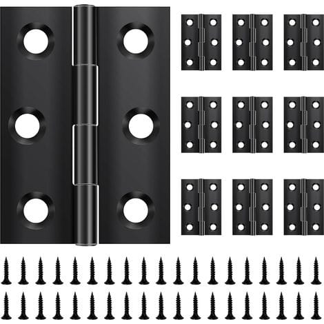 10 Klappbänder, 45 Mm × 31 Mm, Edelstahl, Schwarz, Für Türen Und Fenster, Schränke, Inklusive 60 Schrauben