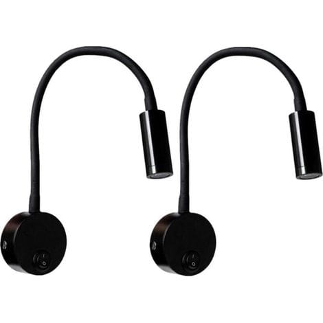 2 Stück Schwarze 3w Wandleselampe, Flexible, Verstellbare Hals-wandleuchte Aus Aluminium, Schreibtischlampe, Nachttischlampe Mit Led-schalter, Augenschonend (warmweiß)