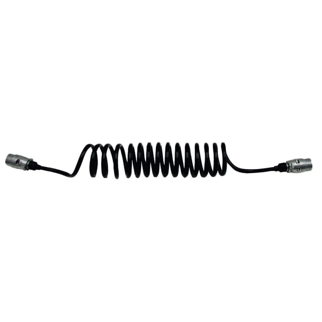 Schwarzes Spiralkabel Mit 2 X 7-poligen Steckern, 12 V, 3 M, 6 X 1,0/1 X 1,5 Mm², Iso 1724