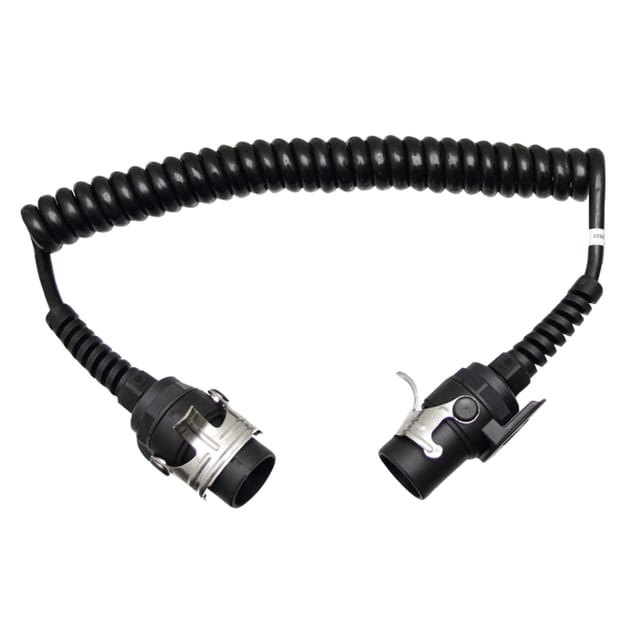 Schwarzes Spiralkabel Mit 2 X 7-poligen Steckern, 24 V, 4 M, 2 X 4 Mm², Iso 7638-1