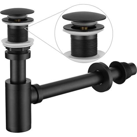 Komplettes Siphon-set Für Waschbecken, 3,8 Cm Verstellbarer Ablauf, Massives Messingrohr Mit Pop-up-siphon, Ausführung Ohne Überlauf, Mattschwarz