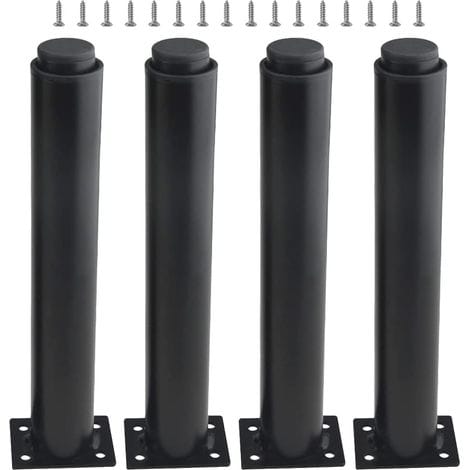 Linghhang – 4er-set Verstellbare Metallmöbelbeine – Verstärkter Stahl – Pulverbeschichtete Oberfläche – Rost- Und Korrosionsbeständig – 25–42 Cm, Schwarz
