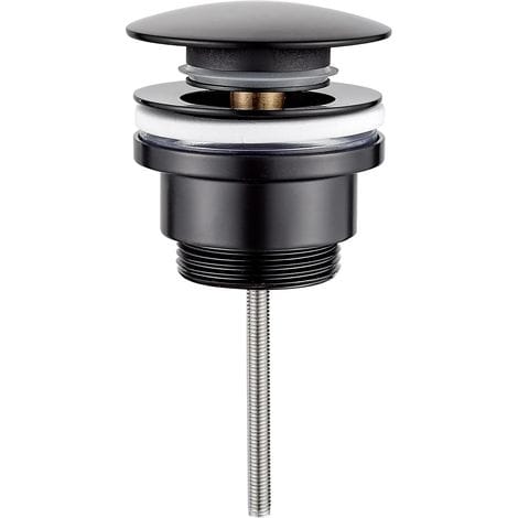 M20509b - Scarico Lavabo Bagno Universale 1/4'' Mit/ohne Troppopieno, Piletta Automatica Lavandino Pop Up, Nero