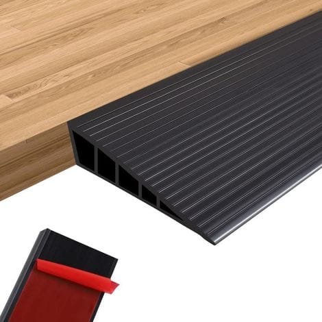 Schwarze Gummischwellenrampe – 1,5 Cm Hoch × 40 Cm Lang – Selbstklebende Übergangsleiste Für Türen