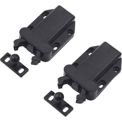 Set Mit 2 Druckverschlussriegeln Für Schränke, Türen Und Schubladen, Verdeckter Türverschluss, Inklusive Schrauben, Schwarz, Lila, Sonnengelb