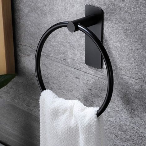 [french Days] Handtuchring, Selbstklebend, Kein Bohren Erforderlich, Handtuchhalter Für Bad Und Küche, Schwarz