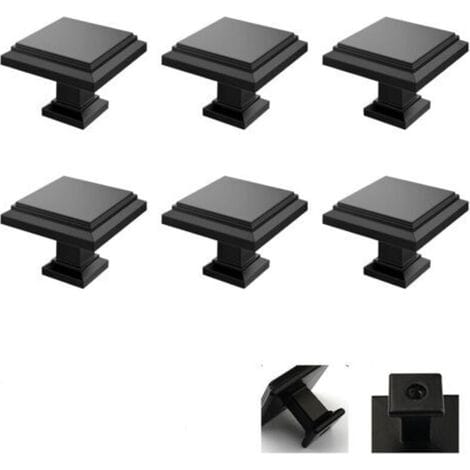 Schwarze, Quadratische Abs-möbelknöpfe – 6er-set Für Küchenschränke, Schubladen Und Weinkühlschränke