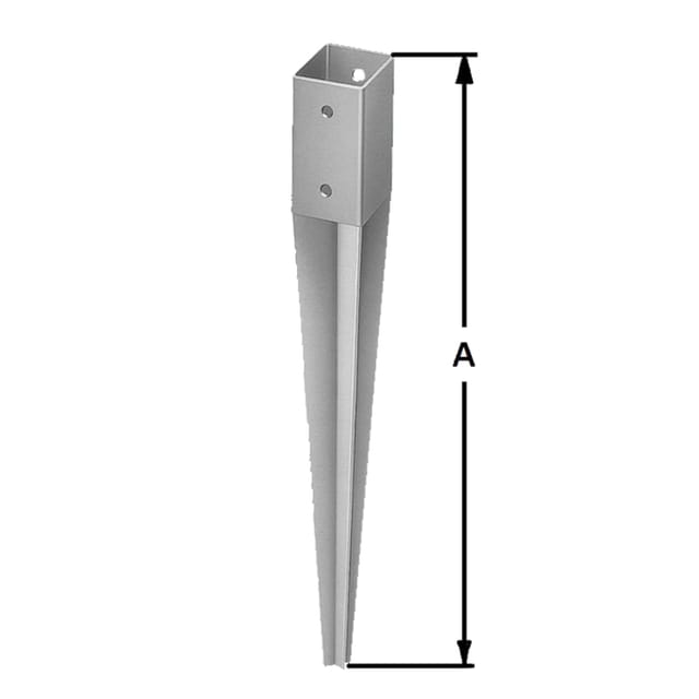 Mastfuß, Einschlaghülse 71x71x750mm, 1,8mm Dick, Pollmann, Für Masten X1 Stk.