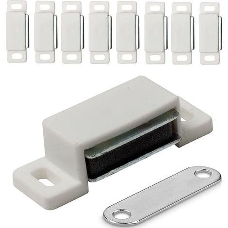 10 Magnetische Möbelverschlüsse  – Weiß, Für Türen Und Schränke, 45 Mm – Magnetverschlüsse Mit Magneten Für Schränke Und Regale – Magnetscharniere