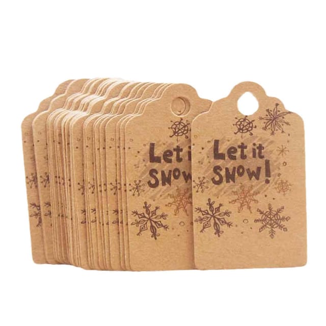 100 Stück/set Geschenkanhänger Aus Kraftpapier, Weihnachtsmotiv, Zum Aufhängen, Niedlicher Aufdruck, Weiße Grußkartenanhänger Für Neujahrsfeiern, Ox-farben
