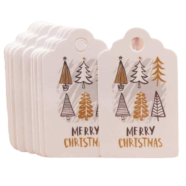 100 Stück Weihnachts-lesezeichen Aus Kraftpapier, Niedlich Bedruckte Anhänger Zum Aufhängen, Geschenkanhänger Für Diy-backdekorationen, Weiß
