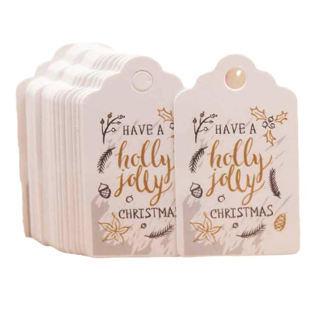 100 Stück Weihnachtsanhänger, Niedlich Bedruckte Anhänger, Neujahrsanhänger Aus Kraftpapier, Party-geschenkkarten-dekoration Zum Selberbacken, Weiß