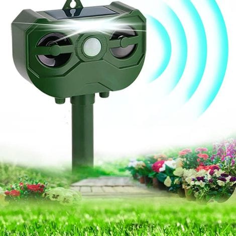 Enowelir Solar-katzenabwehrgerät Für Den Außenbereich, Wasserdicht (ip65), Ultraschall-katzenabwehrgerät Mit Bewegungsmelder Für Katzen, Hunde Und Gartentiere, 5 Frequenzen