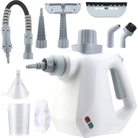 Tragbarer Dampfreiniger, Multifunktionaler Druckdampfreiniger Mit 9 Zubehörteilen Und Sicherheitsverriegelung Für Den Heimgebrauch, Böden, Fahrzeugaufbereitung, Fugen Und Fliesen (weiß)