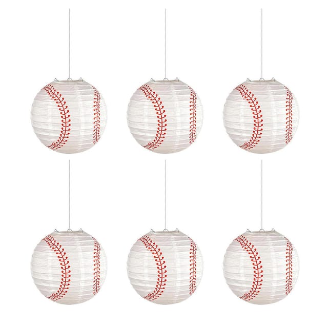 6er-pack Tragbare Lampenschirme Aus Papier In Baseballform. Lampenschirme Aus Papier In Baseballform Zur Dekoration. Groß