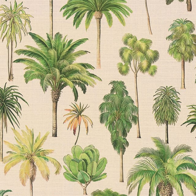 Natur Tapete Profhome 791711 Heißgeprägte Vliestapete Leicht Strukturiert Mit Palmen Matt Creme Grün Oliv-gelb 5,33 M2