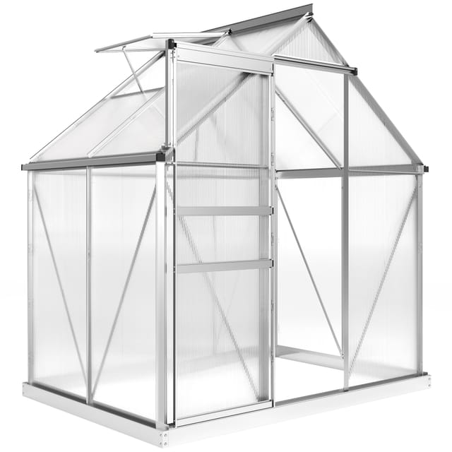 Gewächshaus, Mit Fenster Und Schiebetür, 192,5 X 131 X 200 Cm, Transparent
