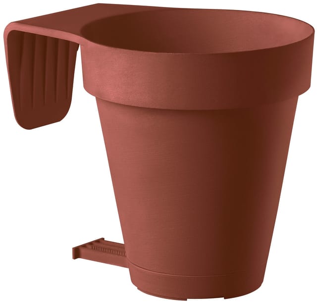 Balconiera Vaso E-smart Ø20xh20 Cm In Harz Mit Untertasse Und Abstandshalter - Brown